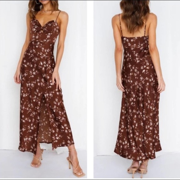 Fireflylane1 Dresses & Skirts - Must Be Fate Floral Satin Maxi Dress